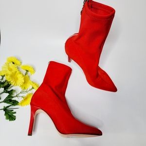 NWT Forever 21 Red Pointed Toe Elastic Ankle Boots